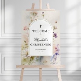 Rustic Wildblommor Christening A2 storlekt välkomn Poster