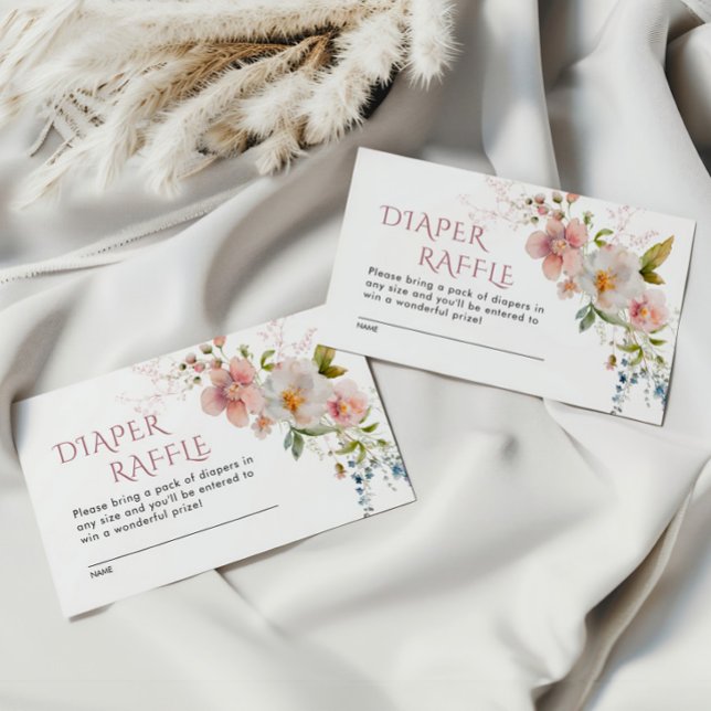 Rustic Wildblommor Diaper Raffle-höljeskort Tilläggskort (Skapare uppladdad)