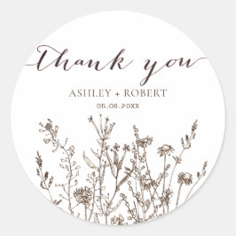 Rustic Wildblommor Fall Meadow Wedding Favor Runt Klistermärke