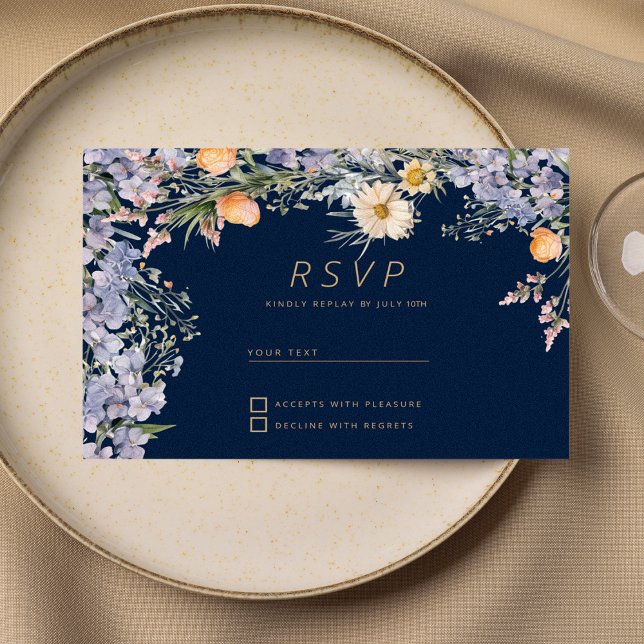 Rustic wildblommor land OSA Inbjudningar (Rustic wildflower country flowers RSVP )