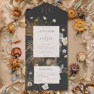 Rustic Wildblommor Monogram Black Middag