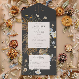 Rustic Wildblommor Monogram Black No Middag