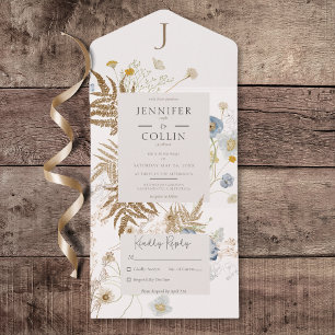 Rustic Wildblommor Monogram Cream No. Middag