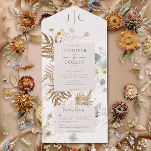 Rustic Wildblommor Monogram Cream No. Middag