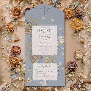 Rustic Wildblommor Monogram Dusty Blue No Dinner