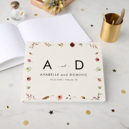 Rustic Wildblommor Monogram Elegant Fall Wedding Gästböcker