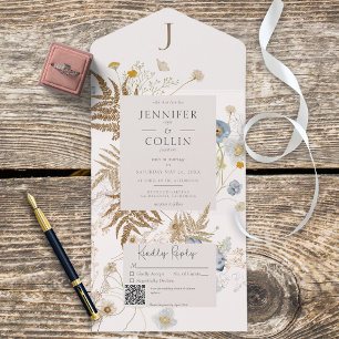 Rustic Wildblommor Monogram på Cream QR-koden