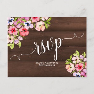 Rustic Wildblommor på Barn Wood Bröllop OSA Vykort