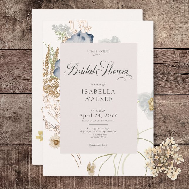 Rustic Wildblommor på Cream Möhippa Inbjudningar (Rustic Wildflowers on Cream Bridal Shower Invitation)