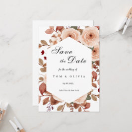 Rustic Wildblommor Spara datumet med foto Inbjudningar