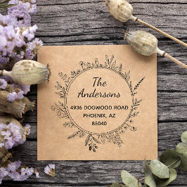 Rustic WildblommRound Self Inking Adress Frimärke Självfärgande Stämpel
