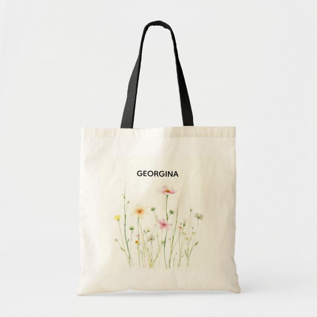 Rustic Wildblommte Tote Bag Tygkasse (Framsidan)