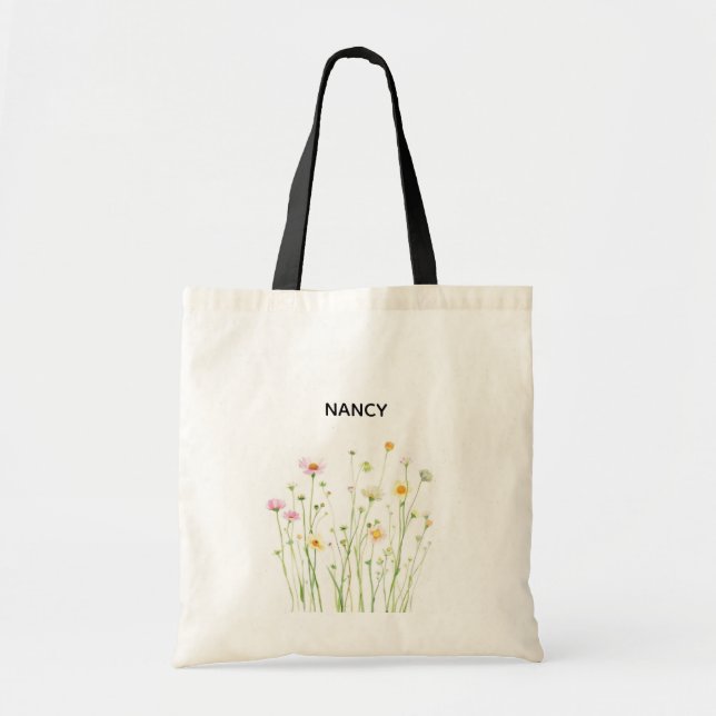 Rustic Wildblommte Tote Bag Tygkasse (Framsidan)