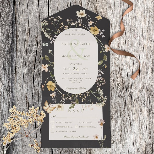Rustic Wildblomoval Ram Black Middag (Skapare uppladdad)