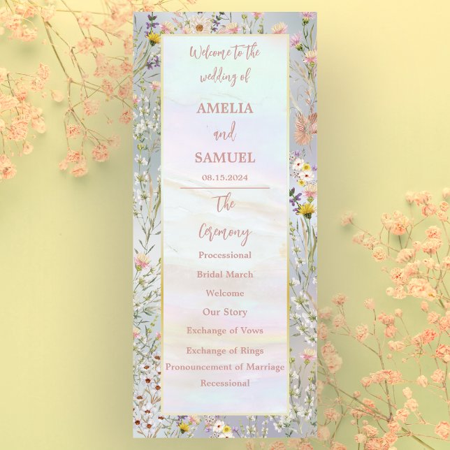 Rustic WildblomPastel Garden Wedding Program (Skapare uppladdad)