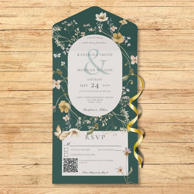 Rustic WildblomRam Emerald Grönt QR-kod (Skapare uppladdad)