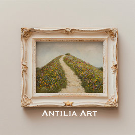 Rustic Wildbloms Backe målningsfärg Flower Meadow Poster