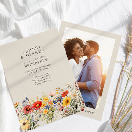 Rustic Wildbloms Blommigt Photo Wedding Reception Inbjudningar