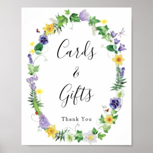 Rustic Wildbloms Bröllopskort Gifts-tecken Poster