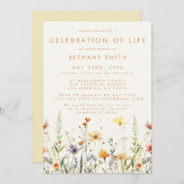 Rustic Wildbloms minnesfunktion - begraver Inbjudningar