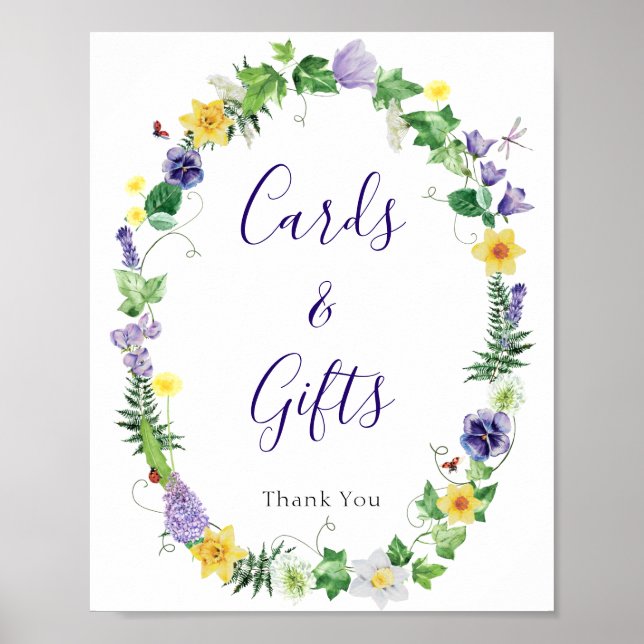 Rustic Wildbloms Möhippa Cards Gifts-tecken Poster (Framsidan)