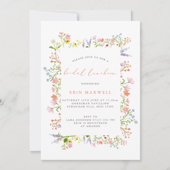 Rustic Wildbloms Ram Möhippa Luncheon Inbjudningar (Framsida)