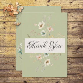 Rustic Wildbloms Ram Sage Grönt Bröllop Tack Kort