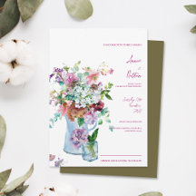 Rustic Wildbloms Watercolor Blommigt Bröllop