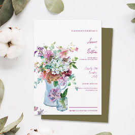 Rustic Wildbloms Watercolor Blommigt Bröllop Inbjudningar