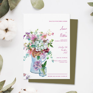 Rustic Wildbloms Watercolor Blommigt Bröllop Inbjudningar