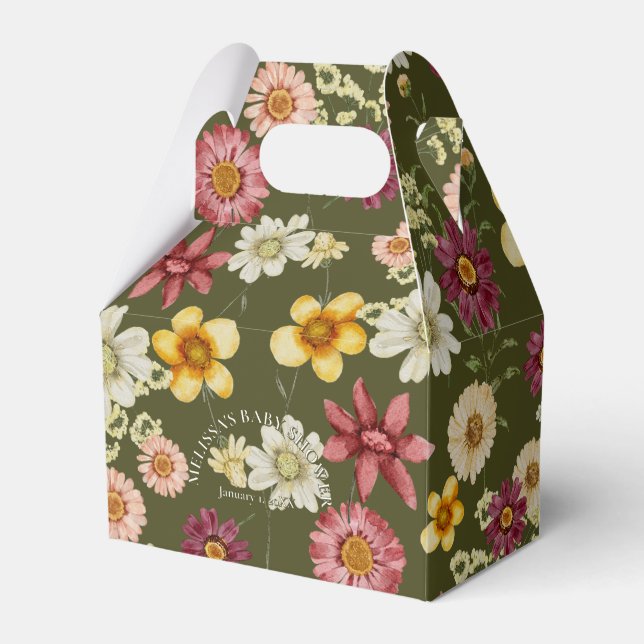 Rustic wildblomsage grönt babydusch presentaskar (Framsidan Sidan)