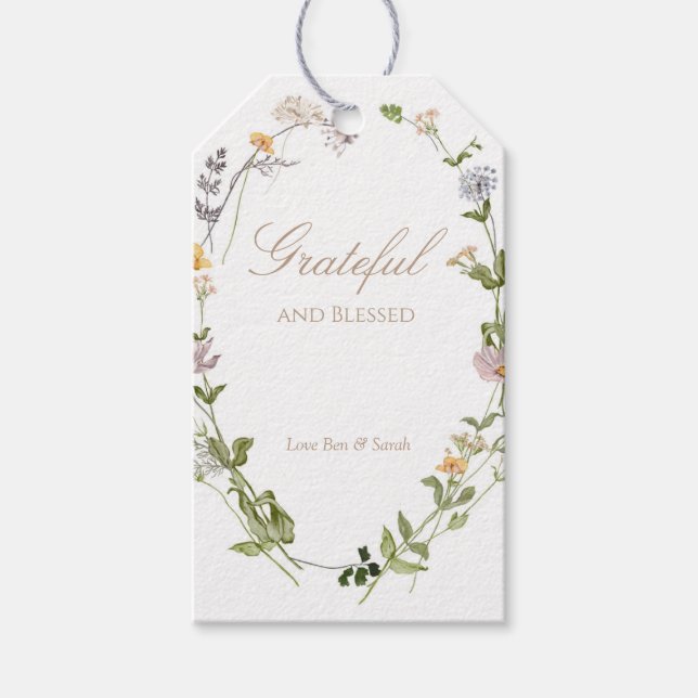 Rustic Wildblomskonsam och färgad rektangel T Presentetikett (Framsidan)