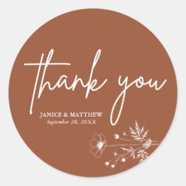 Rustic WildblomTerracotta Boho Bröllop Runt Klistermärke