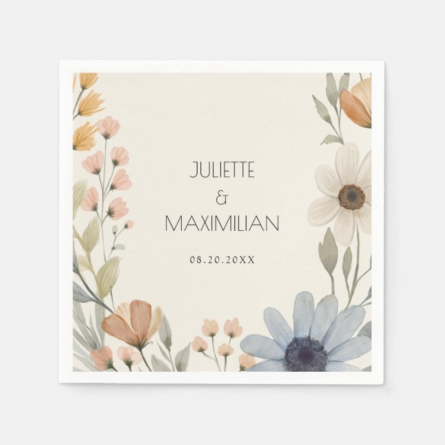 Rustic WildblomWandeand Garden Wedding Pappersservett (Framsidan)