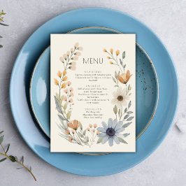 Rustic WildblomWandedräkten Garden Wedding Menu Meny