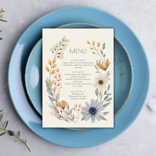 Rustic WildblomWandedräkten Garden Wedding Menu Meny (Skapare uppladdad)