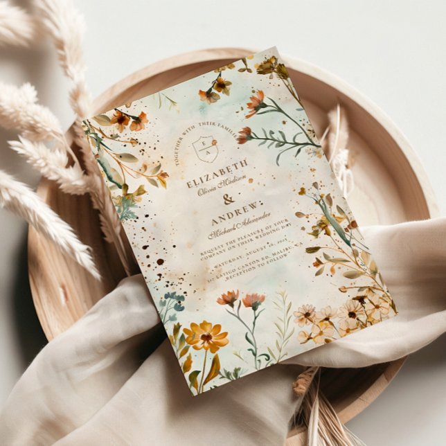 Rustic WildblomWatercolor Bröllop Inbjudningar (Skapare uppladdad)