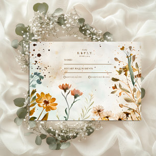 Rustic WildblomWatercolor Bröllop OSA Kort