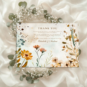 Rustic WildblomWatercolor Bröllop Tack Kort