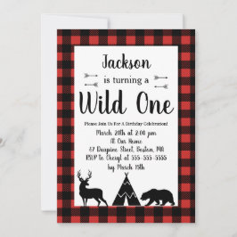 Rustic Wilderness & Animal Play Vild Ett födelseda Inbjudningar