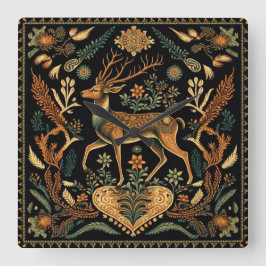 Rustic Wilderness Hjort Fyrkantig Klocka