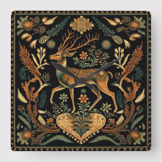 Rustic Wilderness Hjort Fyrkantig Klocka