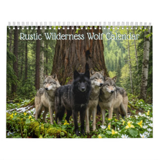 Rustic Wilderness Wolf Vägg  Kalender