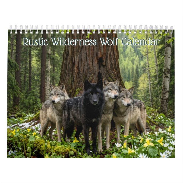 Rustic Wilderness Wolf Vägg  Kalender (Omslag)