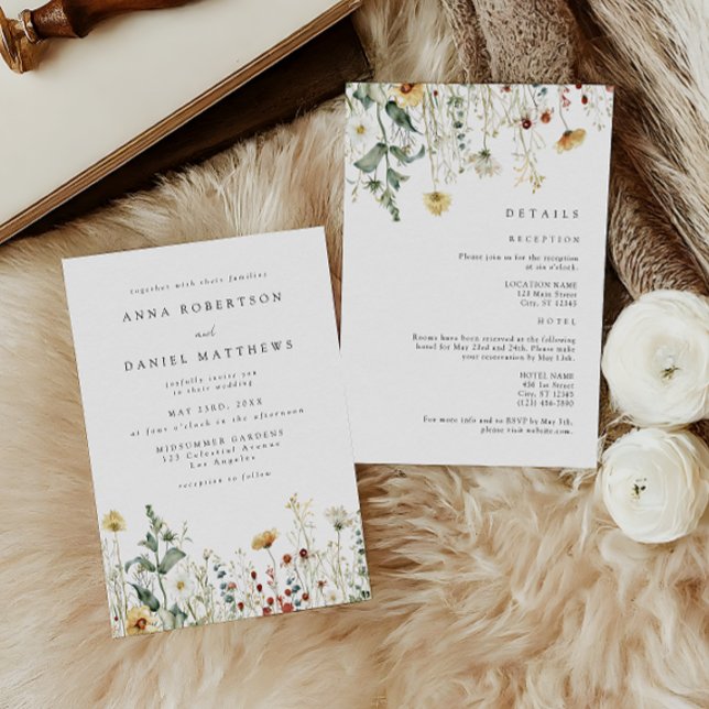 Rustic Wildflower All in One Wedding Invitation Inbjudningar (Skapare uppladdad)