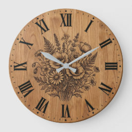 Rustic Wildflower Bouquet Wall Clock Stor Klocka
