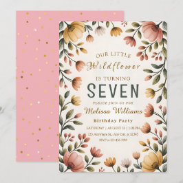 Rustic Wildflower Girl Birthday Inbjudningar