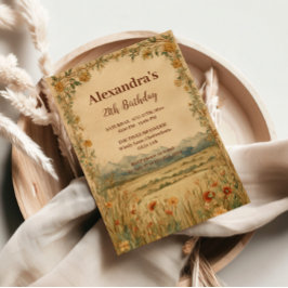 Rustic Wildflower Mountain Birthday Inbjudningar