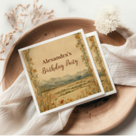 Rustic Wildflower Mountain Birthday Pappersservett