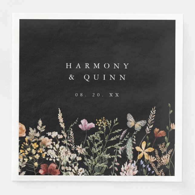 Rustic Wildflower Paper Napkins Wedding Decor Pappersservett (Framsida)